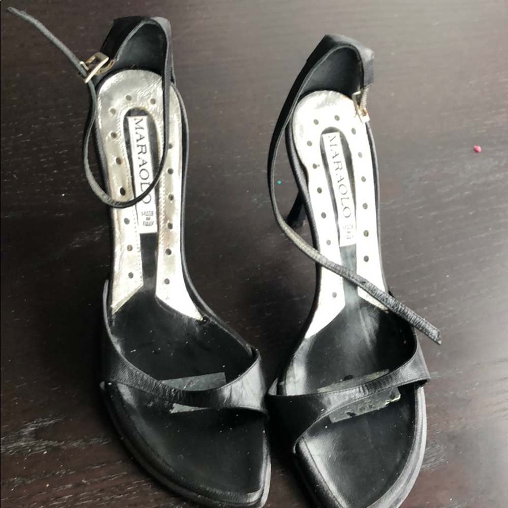 Good condition black strappy heel